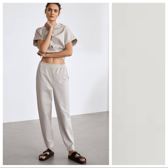 NWT. Massimo Dutti White Cotton Jogging Fit Trousers. Size S. - Picture 3 of 8